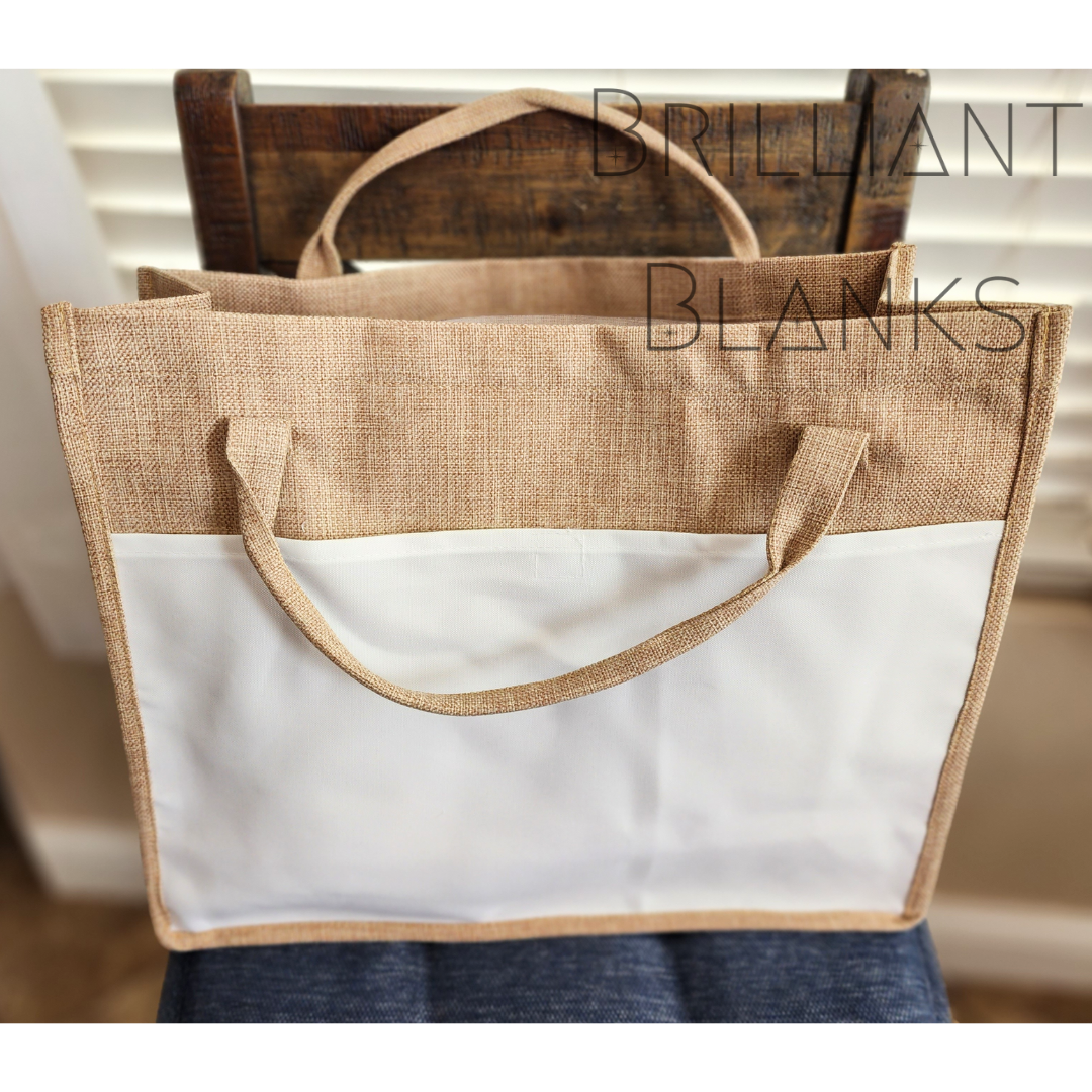 Blank Vine Wood Handle Jute Shopping Tote Bag - Brilliant Promos - Be  Brilliant!
