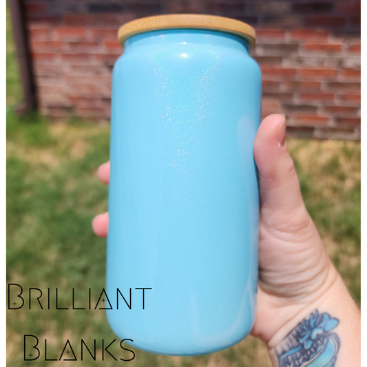 Blue Shimmer 16oz glass sublimation cup