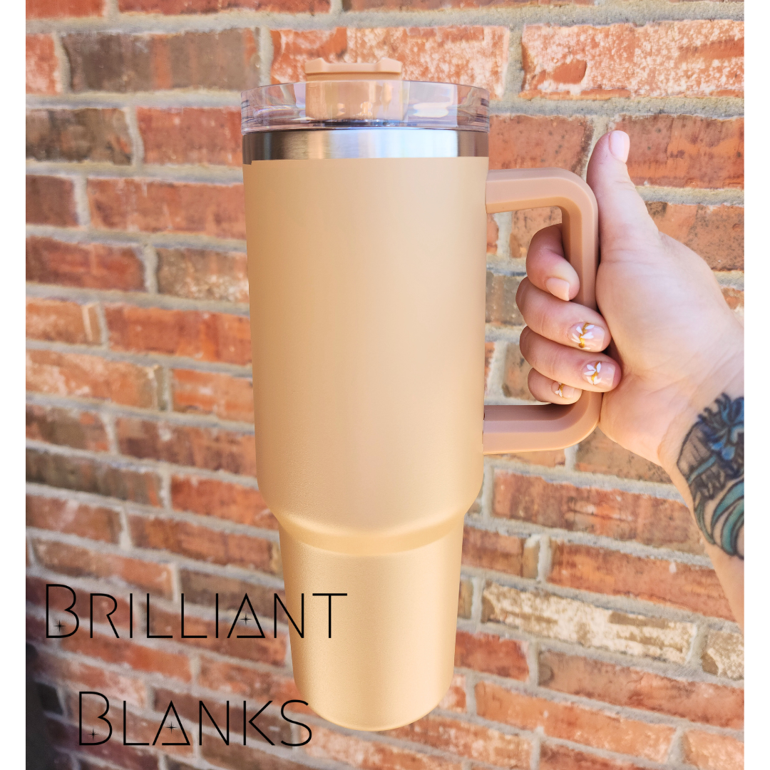 Khaki 40 oz powder coated tumbler