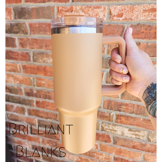 Khaki 40 oz powder coated tumbler