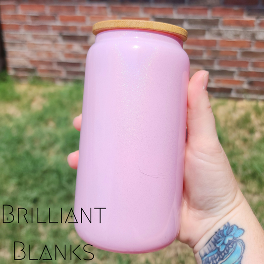 Pink Shimmer 16oz glass sublimation cup