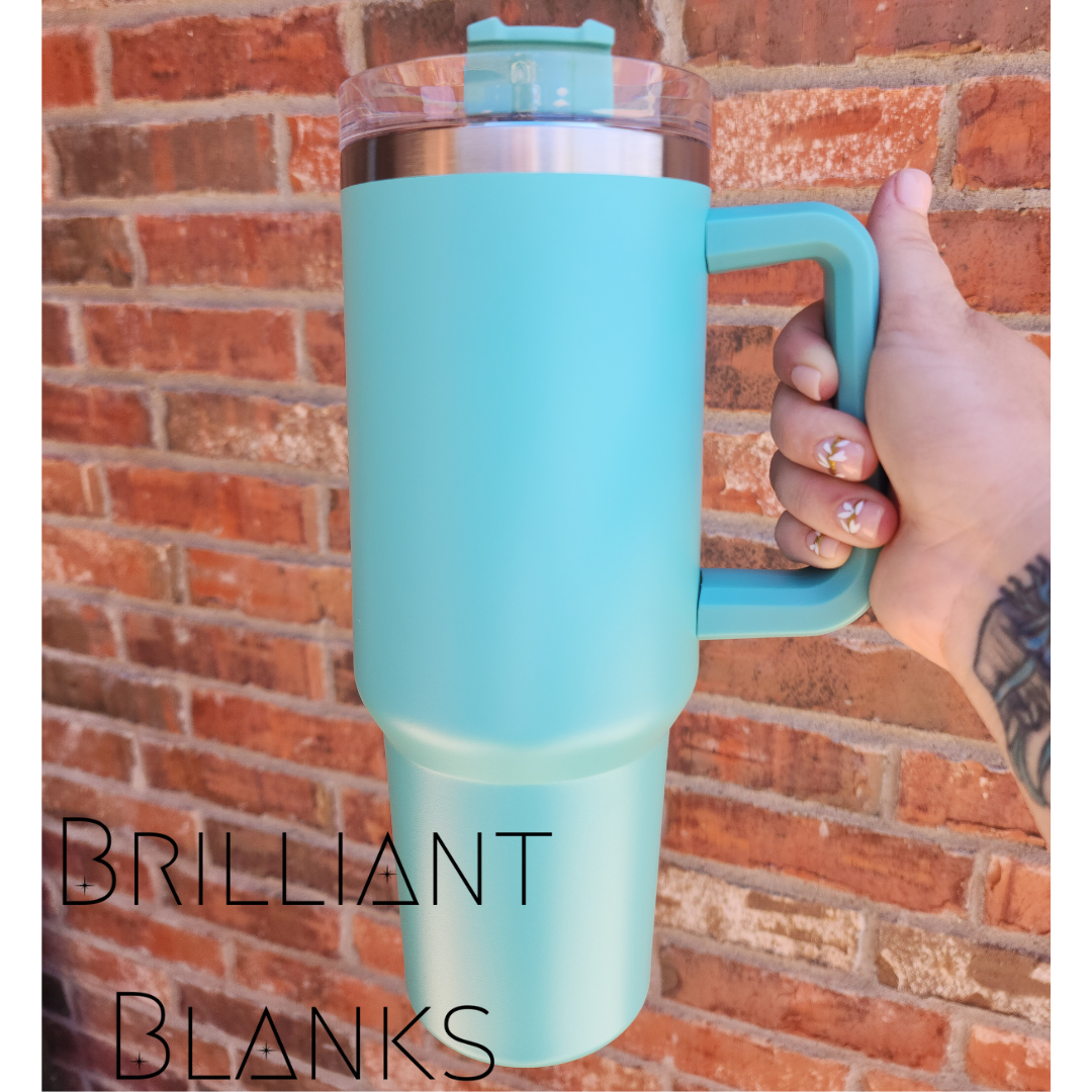 Teal 40 oz powder coated tumbler