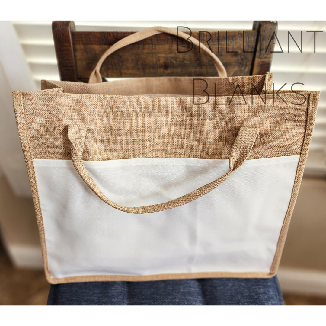 Large- blank burlap sublimation tote